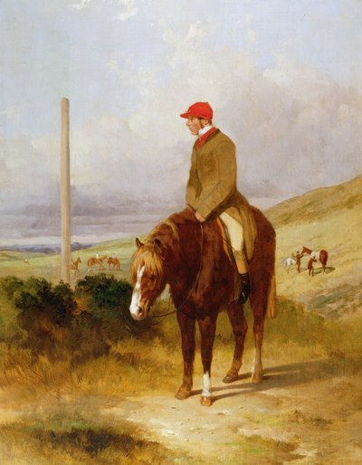 Nat Flatman (1810-60) sur son poney avant le départ des Chesterfield Stakes de 1844, 1844 - Harry Hall