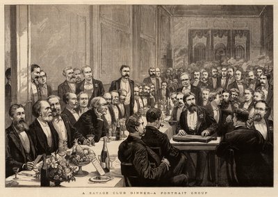 Dîner du Savage Club, un groupe de portraits - Harry Hamilton Johnston