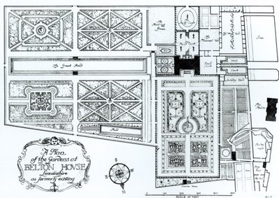 Plan des jardins de Belton House, Lincolnshire, vers 1900 - Harry Inigo Triggs