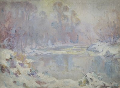 Scène de rivière en hiver - Harry William Adams