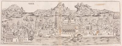 Réimpression en 1930 de la vue de Venise tirée de la Chronique de Nuremberg (recadrée) - Hartmann Schedel