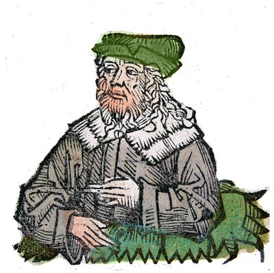Portrait de Plotin (Plotino) (Plotinus) (205 - 270), philosophe grec. Xylographie des « Chroniques de Nuremberg » par Hartmann Schedel - Hartmann Schedel