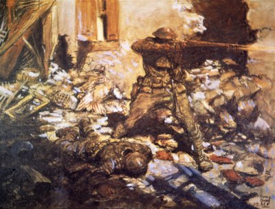 Combat de rue dans un village sur la Marne - Harvey T. Dunn