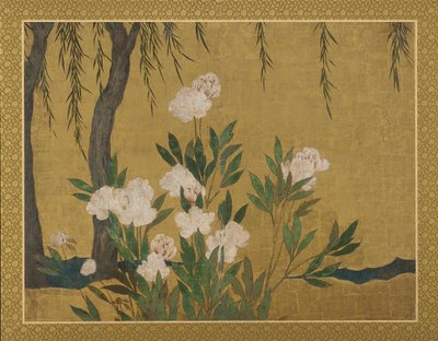 Pivoines et saules, période Momoyama ou Edo - Hasegawa Tonin