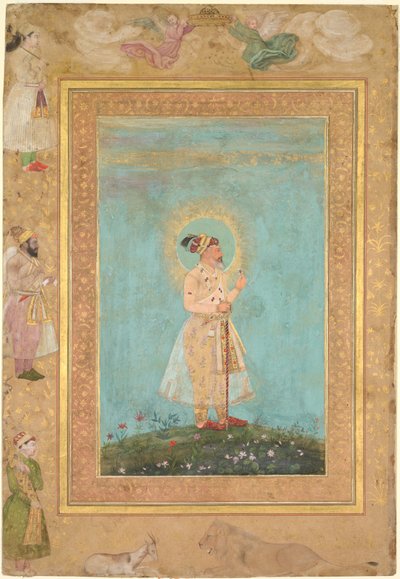 Shah Jahan tenant une spinelle et une longue épée du Deccan, de l