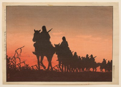 Le soleil rouge couchant - Hasui Kawase