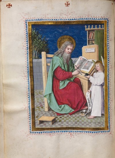 Livre des Évangiles avec portraits des évangélistes : Saint Matthieu, vers 1480 - Hausbuch Master