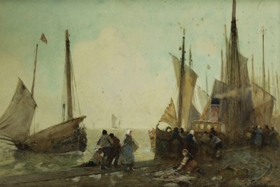 Déchargement des bateaux de pêche sur le quai, Bretagne - Hector Caffieri
