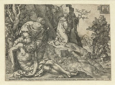 Le Bon Samaritain soigne les blessures (Parabel van de Barmhartige Samaritaan) - Heinrich Aldegrever