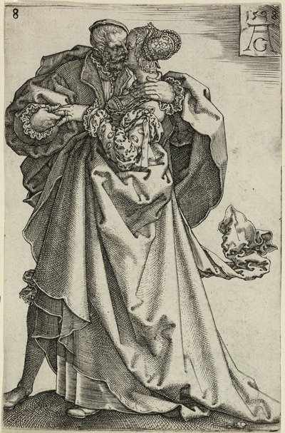 Couple Dansant, planche huit de Les Grands Danseurs de Mariage - Heinrich Aldegrever