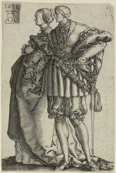 Couple dansant, planche onze de Les grands danseurs de mariage - Heinrich Aldegrever