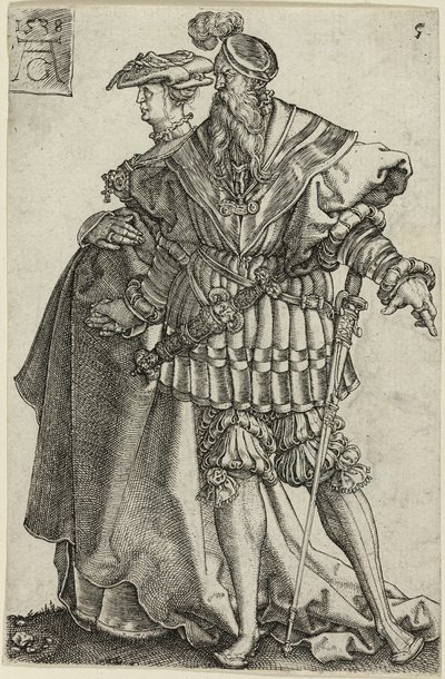 Couple dansant, planche cinq de Les grands danseurs de mariage - Heinrich Aldegrever