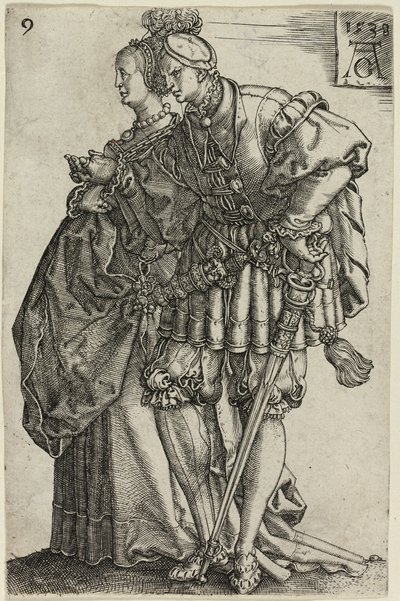 Couple dansant, planche neuf de Les Grands Danseurs de Mariage - Heinrich Aldegrever