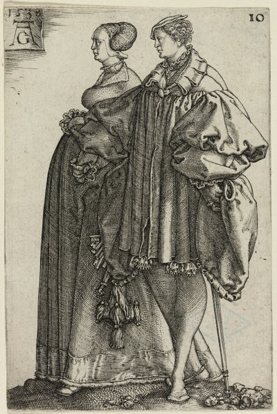 Couple dansant, planche dix de Les grands danseurs de mariage - Heinrich Aldegrever