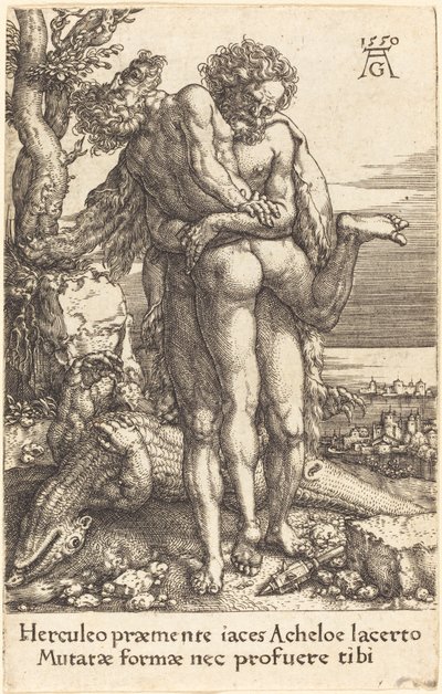Hercule Combattant le Dieu-Fleuve Achelus - Heinrich Aldegrever