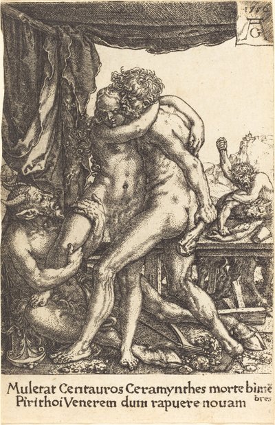 Hercule empêchant les centaures de violer Hippodamie - Heinrich Aldegrever