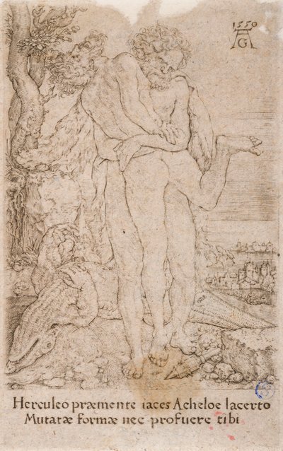 Hercule combattant le dieu-fleuve Achelous, tiré de la série :  Les Travaux d