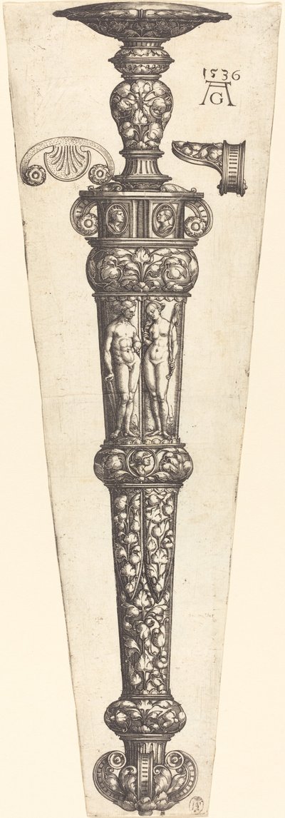 Grand fourreau de dague avec couple nu, 1536 - Heinrich Aldegrever