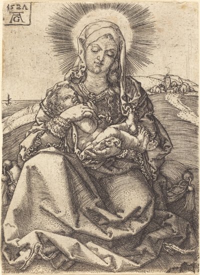Madonna dans un paysage assise sur un coussin - Heinrich Aldegrever