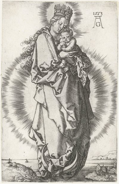 Madonna avec enfant sur le croissant de lune - Heinrich Aldegrever