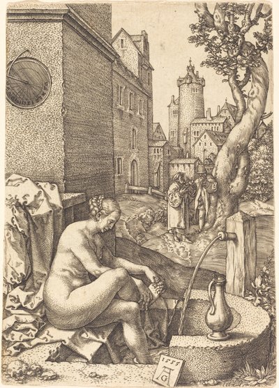 Suzanne surprise par les deux vieillards, 1555 - Heinrich Aldegrever