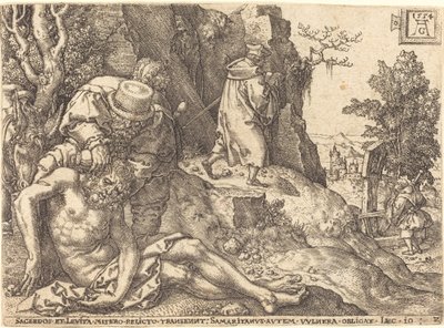Le Bon Samaritain soignant le voyageur - Heinrich Aldegrever