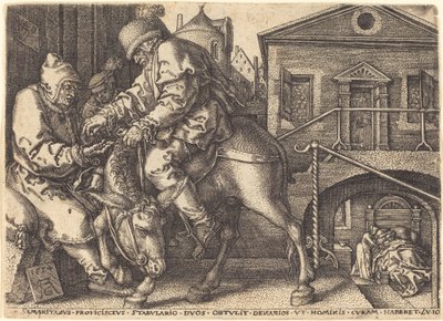 Le Bon Samaritain payant pour le logement du voyageur, 1554 - Heinrich Aldegrever