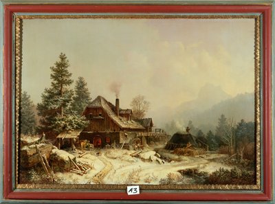 Le vieux moulin en hiver - Heinrich Burkel