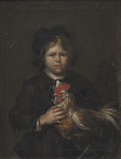Un garçon de ferme avec un coq - Heinrich Dittmers