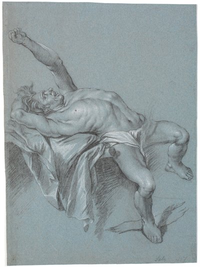 Polyphème attaché? (Homme allongé, incliné en arrière, le bras gauche levé) - Heinrich Dittmers