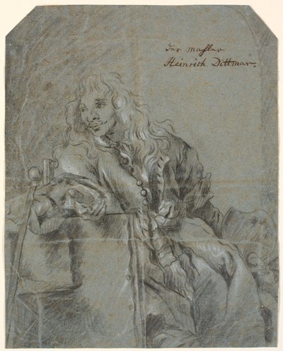 Autoportrait ? assis, avec toile et palette, main tendue - Heinrich Dittmers