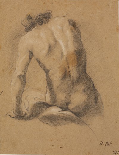 Modèle masculin assis, vu de dos - Heinrich Dittmers