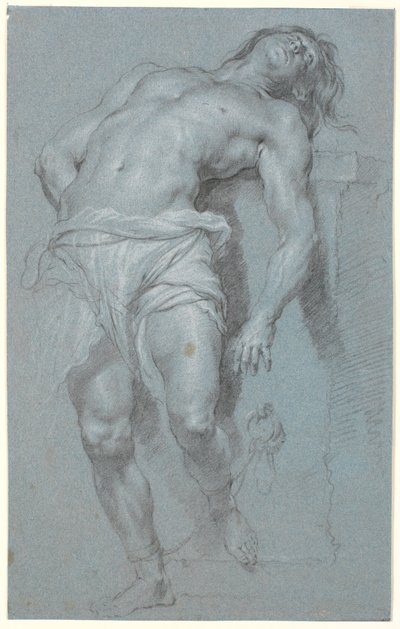 Modèle masculin debout, incliné en arrière, enchaîné à un autel - Heinrich Dittmers