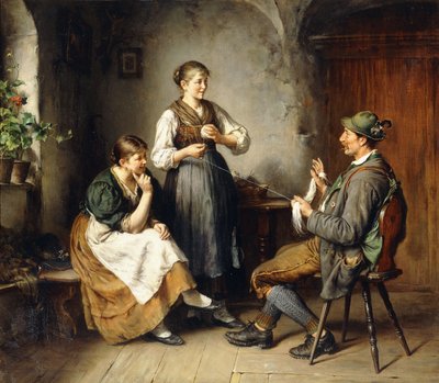 Trois figures dans un intérieur - Heinrich Hirt