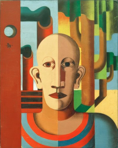 Travailleur (Autoportrait devant des arbres et des cheminées) - Heinrich Hoerle