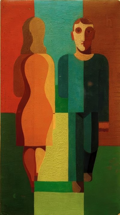 Couple marchant - Heinrich Hoerle