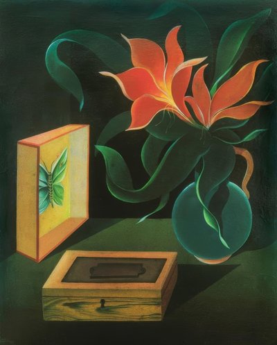 Nature morte avec plante et papillon - Heinrich Hoerle