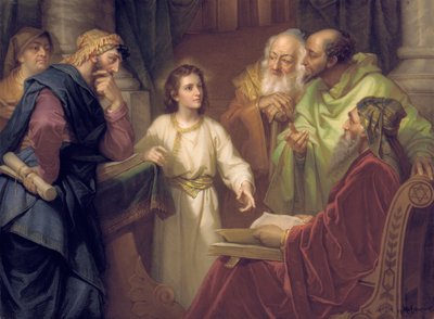 Plaque représentant le Christ au Temple, fin 19e - début 20e siècle - Heinrich Karl Hofmann