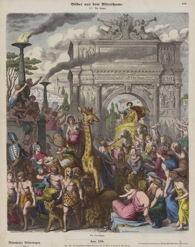 Un triomphe romain (gravure en couleur) - Heinrich Leutemann