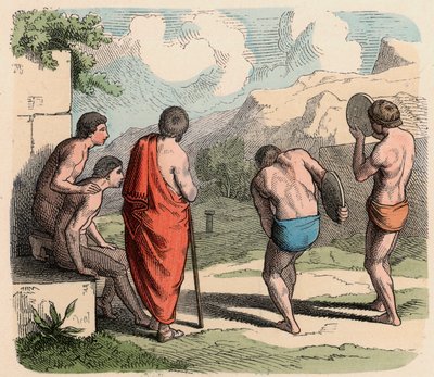 Grèce antique : Sport, lancer de disque - Heinrich Leutemann