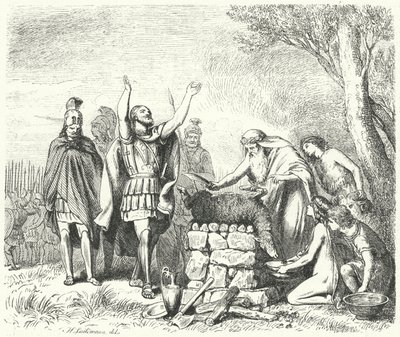 Pausanias faisant un sacrifice aux dieux avant la bataille de Platées, 479 av. J.-C. - Heinrich Leutemann