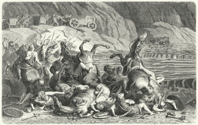 Les Romains se déployant en formation phalange contre la cavalerie thrace (gravure) - Heinrich Leutemann