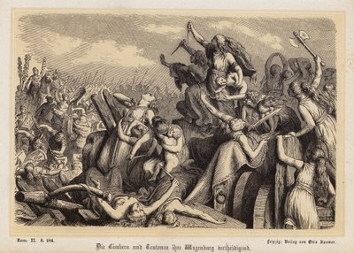 Femmes des Cimbres et des Teutons défendant leur train de bagages contre les Romains - Heinrich Leutemann