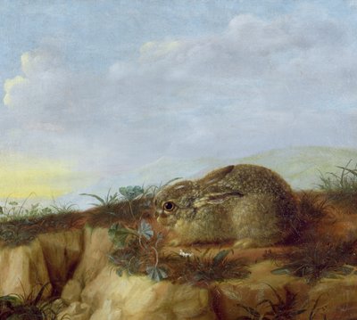 Un lièvre dans un paysage - Heinrich Lihl