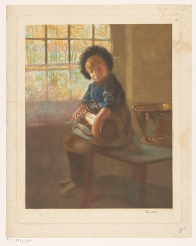 Fille polissant une cruche en cuivre - Heinrich M. Krabbé (signed by artist)