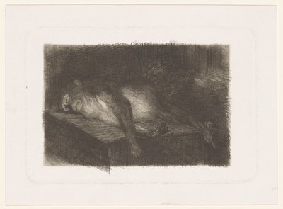 Singe couché et endormi - Heinrich M. Krabbé