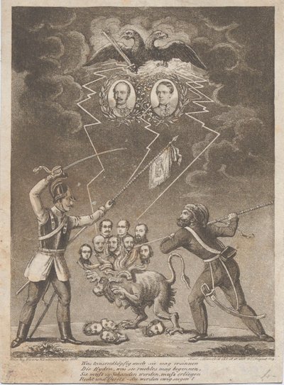 Allégorie de la suppression de la Révolution hongroise en 1849, 1849 - Heinrich Mansfeld