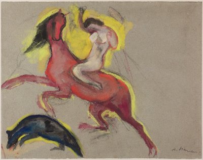 Amazone avec cheval. Étude de la "Bataille des Amazones" au château de Drove, vers 1911-12 - Heinrich Nauen