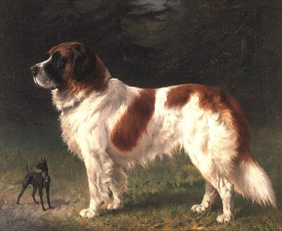 Un Saint-Bernard et un Pinscher miniature - Heinrich Sperling