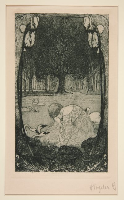 Femme pleurant au lac - Heinrich Vogeler